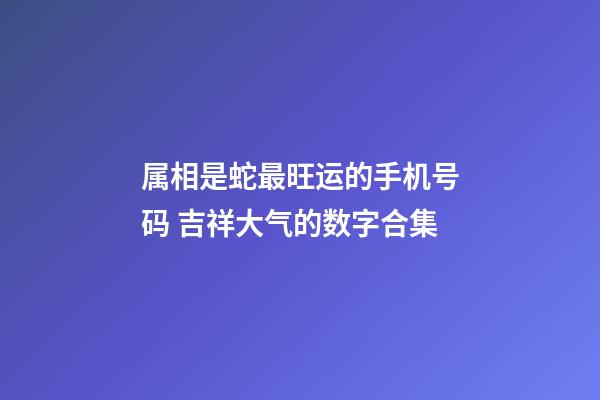 属相是蛇最旺运的手机号码 吉祥大气的数字合集